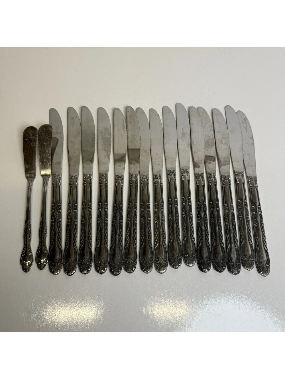 National Stainless Flatware Dinner Butter Knives Japan Medford Vintage Silver